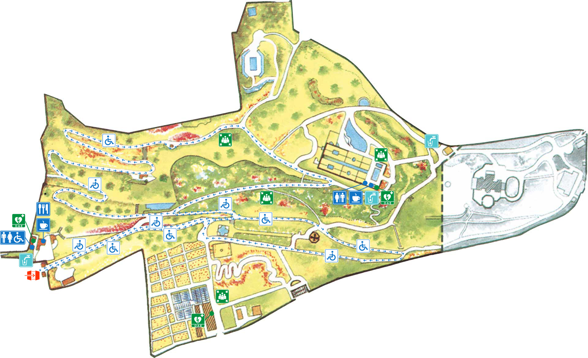 Mappa dei Giardini Botanici di Villa Taranto